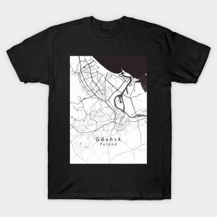 Gdansk Poland City Map white T-Shirt